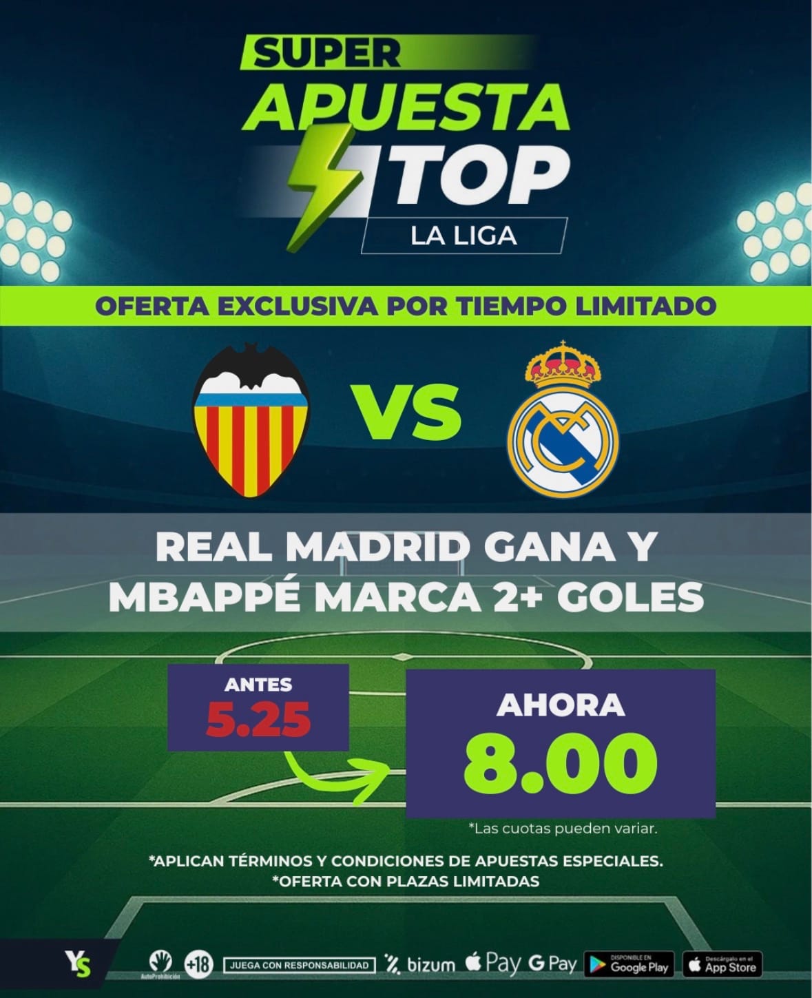 Supercuota YoSports Valencia vs Real Madrid
